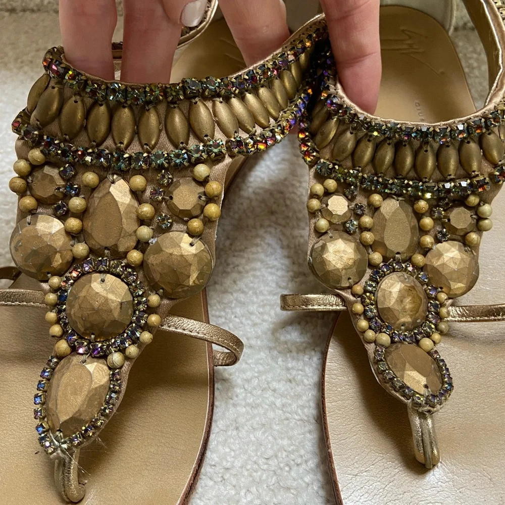 Giuseppe Zanotti Gold Embellished Sandals - Picture 2 of 8